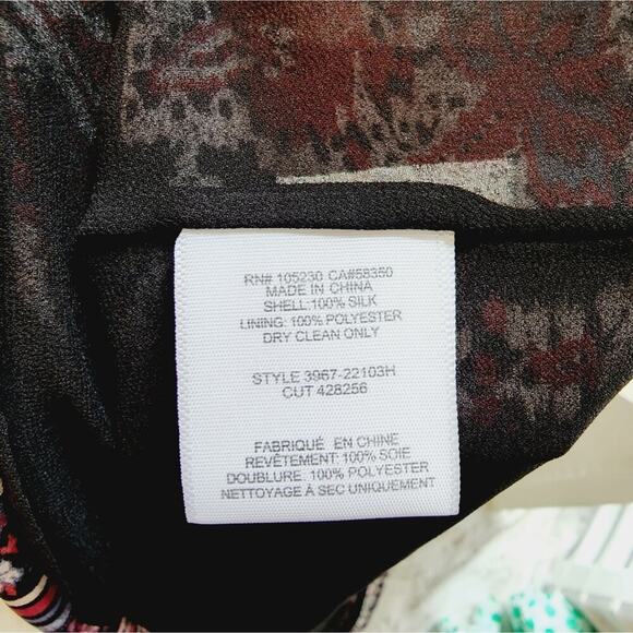 JOIE V NECK FLORAL W TASSELS BLACK/RED SIZE XS - Picture 6 of 6